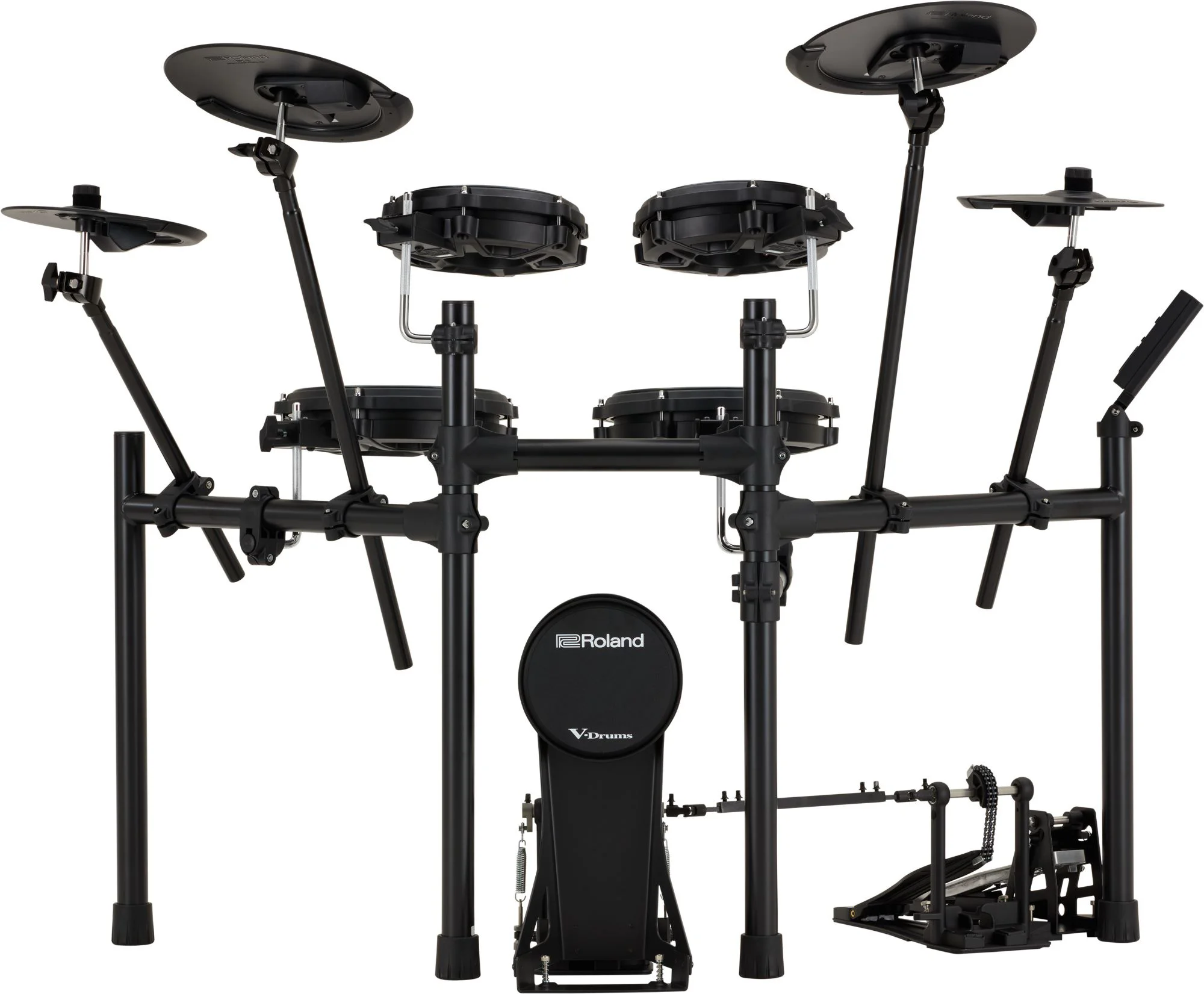 Roland TD-07KV2 V-Drums Kit – E-Drum-Set mit Floor-Tom und vier Becken-Pads in der Frontansicht